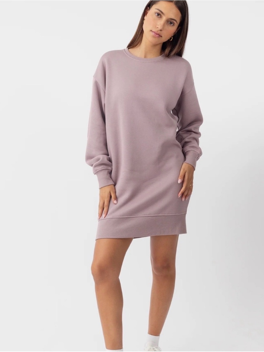 Cozy Earth Women's CityScape Crewneck Dress in Dusty Orchid - Size Med NWT